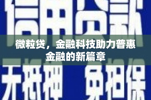 正宁微粒贷，金融科技助力普惠金融的新篇章