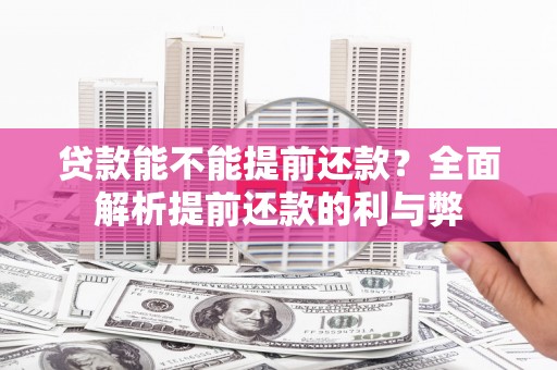 正宁贷款能不能提前还款？全面解析提前还款的利与弊