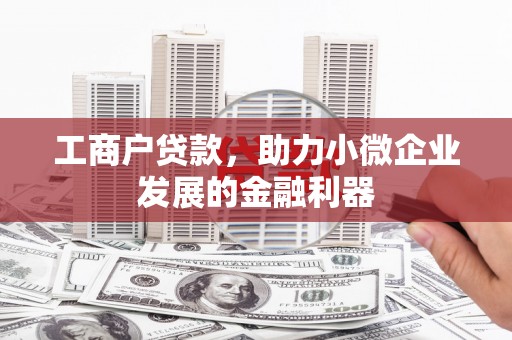 正宁工商户贷款，助力小微企业发展的金融利器