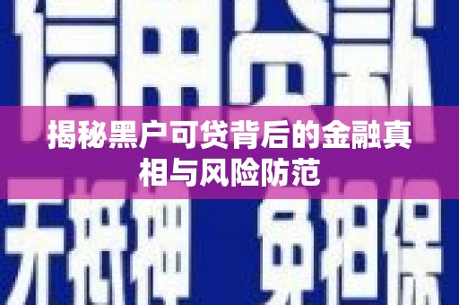 正宁揭秘黑户可贷背后的金融真相与风险防范