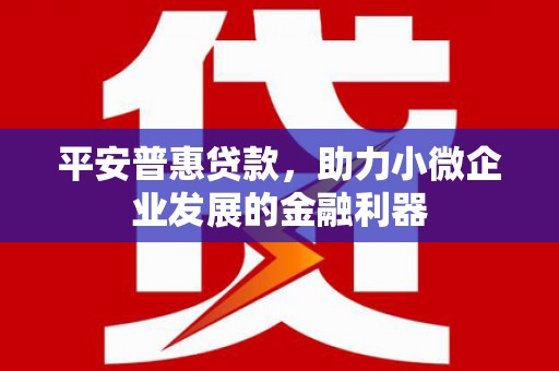 正宁平安普惠贷款，助力小微企业发展的金融利器