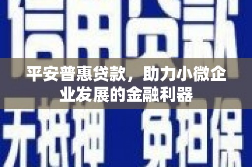 正宁平安普惠贷款，助力小微企业发展的金融利器