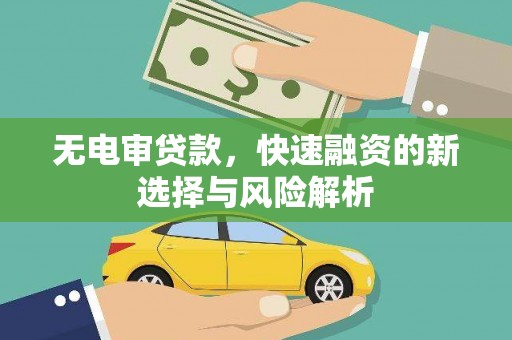正宁无电审贷款，快速融资的新选择与风险解析