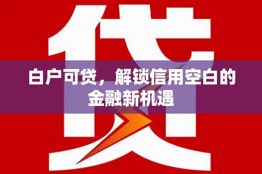 正宁白户可贷，解锁信用空白的金融新机遇