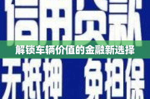 正宁解锁车辆价值的金融新选择
