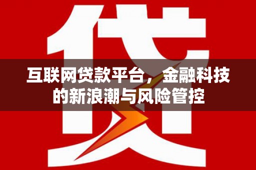正宁互联网贷款平台，金融科技的新浪潮与风险管控