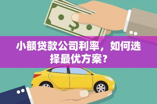 正宁小额贷款公司利率，如何选择最优方案？