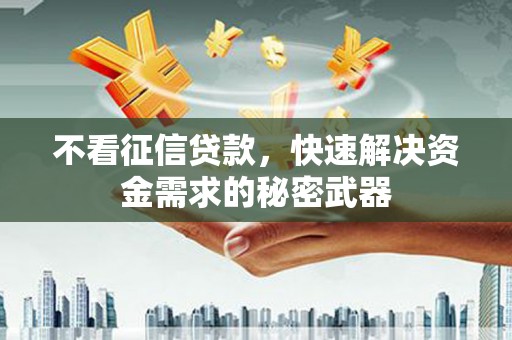 正宁不看征信贷款，快速解决资金需求的秘密武器