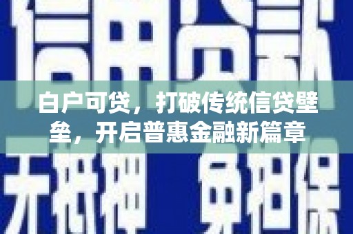 正宁白户可贷，打破传统信贷壁垒，开启普惠金融新篇章