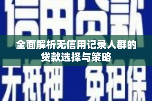 正宁全面解析无信用记录人群的贷款选择与策略