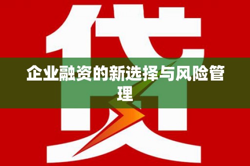 正宁企业融资的新选择与风险管理
